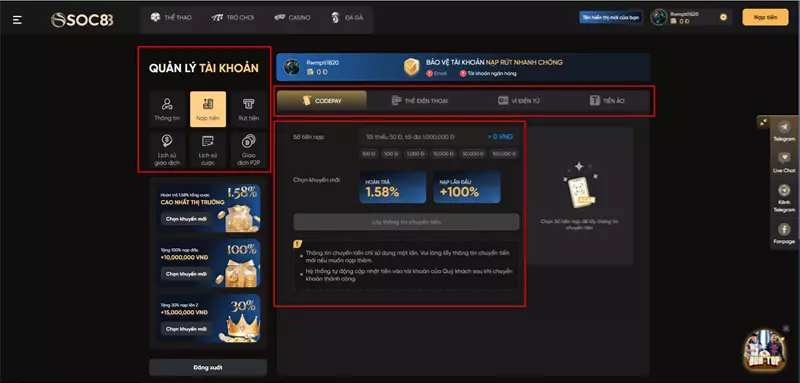 SOC88 - Nhà Cái Cá Cược Thể Thao, Live Casino, Tài Xỉu Uy Tín nạp tiền soc88